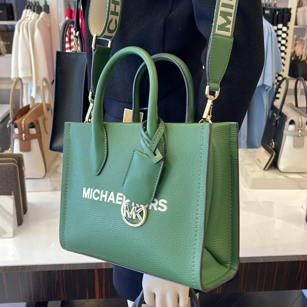 MICHAEL KORS  Mirella Small Pebbled Leather Crossbody Bag Fern Green NWT